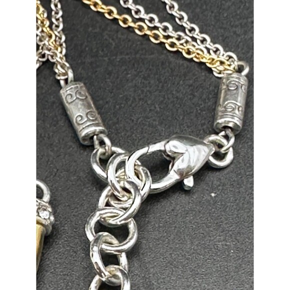 Brighton Crescent Pendant Necklace – Mixed Metal, Faceted Stones - Picture 3 of 6